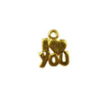 18K Gold Overlay Over Copper I Love You heart charm handcrafted in India for wholesale jewelry making