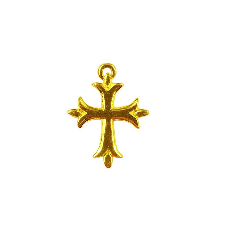 18K Gold Overlay Over Copper cross charm handcrafted in India for wholesale jewelry making