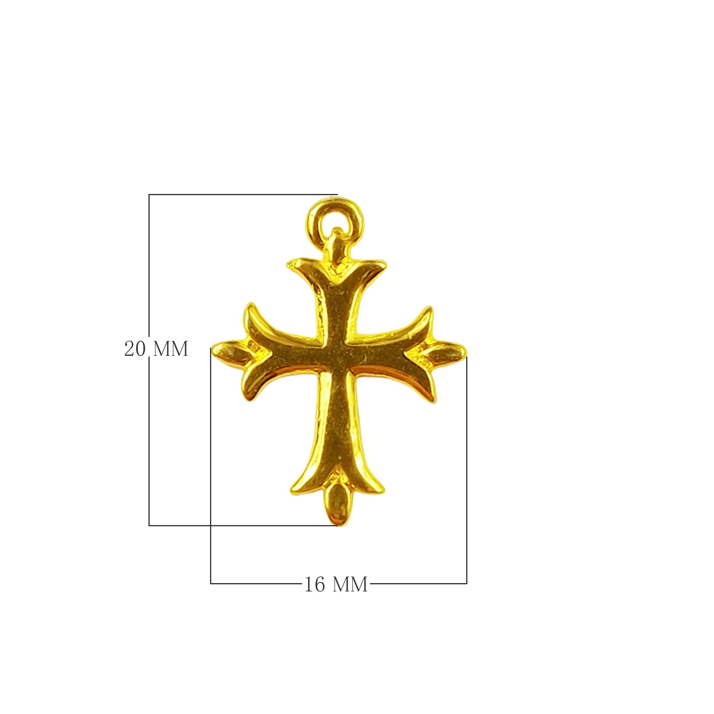 18K Gold Overlay Over Copper cross charm handcrafted in India for wholesale jewelry making