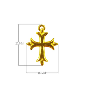 18K Gold Overlay Over Copper cross charm handcrafted in India for wholesale jewelry making