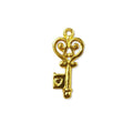 Vintage ornate key charm made with 18K Gold Overlay Over Copper, handcrafted in India for wholesale jewelry production.