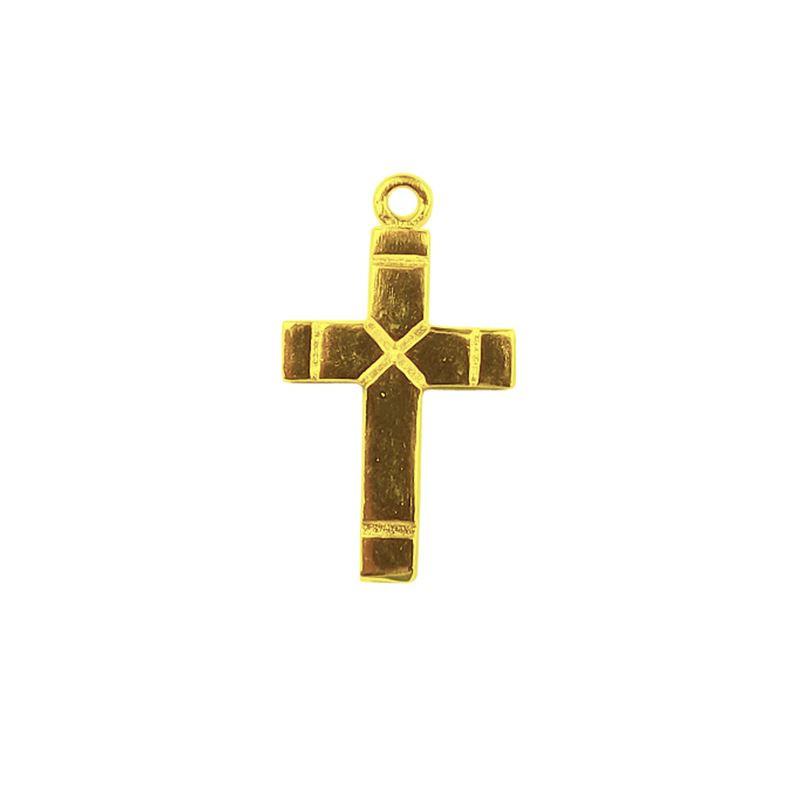 Classic cross charm made with 18K Gold Overlay Over Copper, handcrafted in India for wholesale jewelry production.
