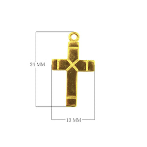 Classic cross charm made with 18K Gold Overlay Over Copper, handcrafted in India for wholesale jewelry production.