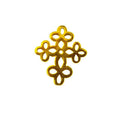 Ornate openwork cross charm made with 18K Gold Overlay Over Copper, handcrafted in India for wholesale jewelry production.