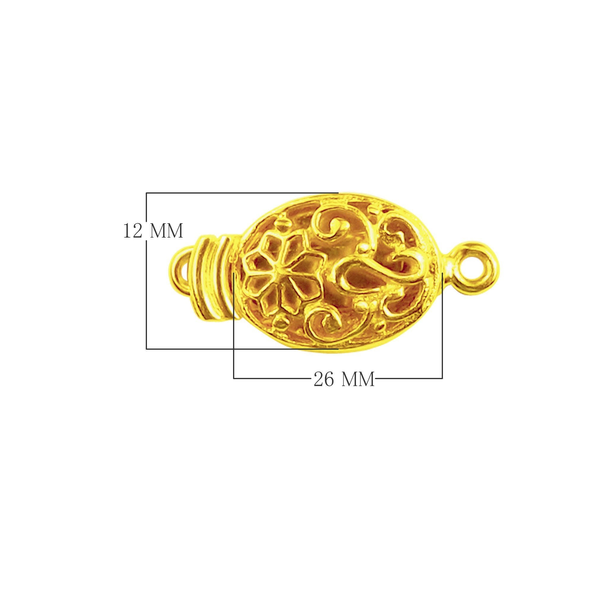 Ornate oval floral connector made with 18K Gold Overlay Over Copper, handcrafted in India for wholesale jewelry production.