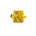 Ornate square box clasp made with 18K Gold Overlay Over Copper, handcrafted in India for wholesale jewelry production.
