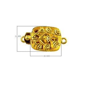 Ornate rectangular box clasp made with 18K Gold Overlay Over Copper, handcrafted in India for wholesale jewelry production.
