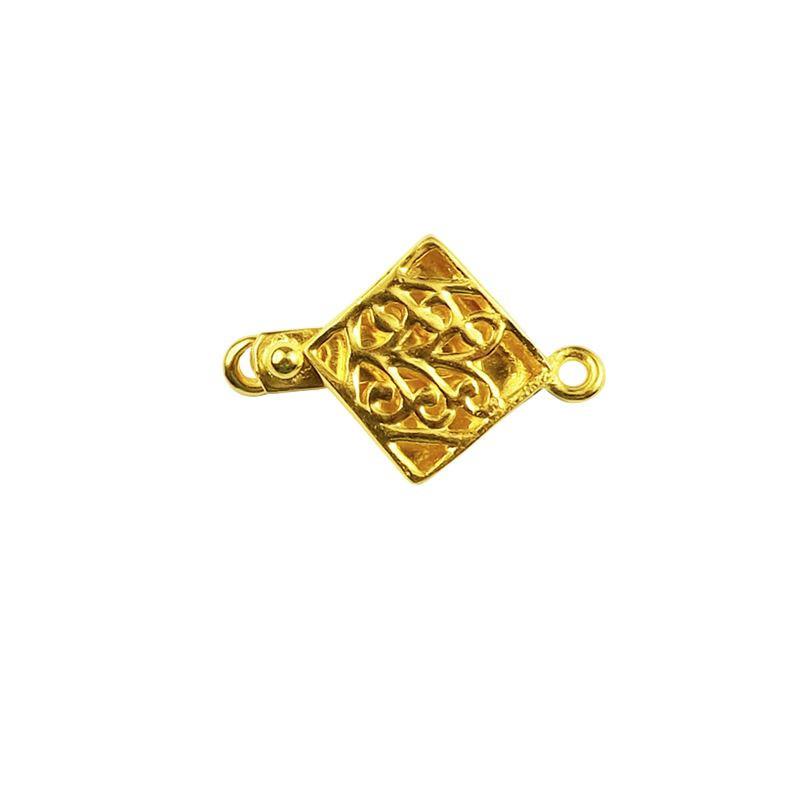 Ornate diamond square box clasp made with 18K Gold Overlay Over Copper, handcrafted in India for wholesale jewelry production.