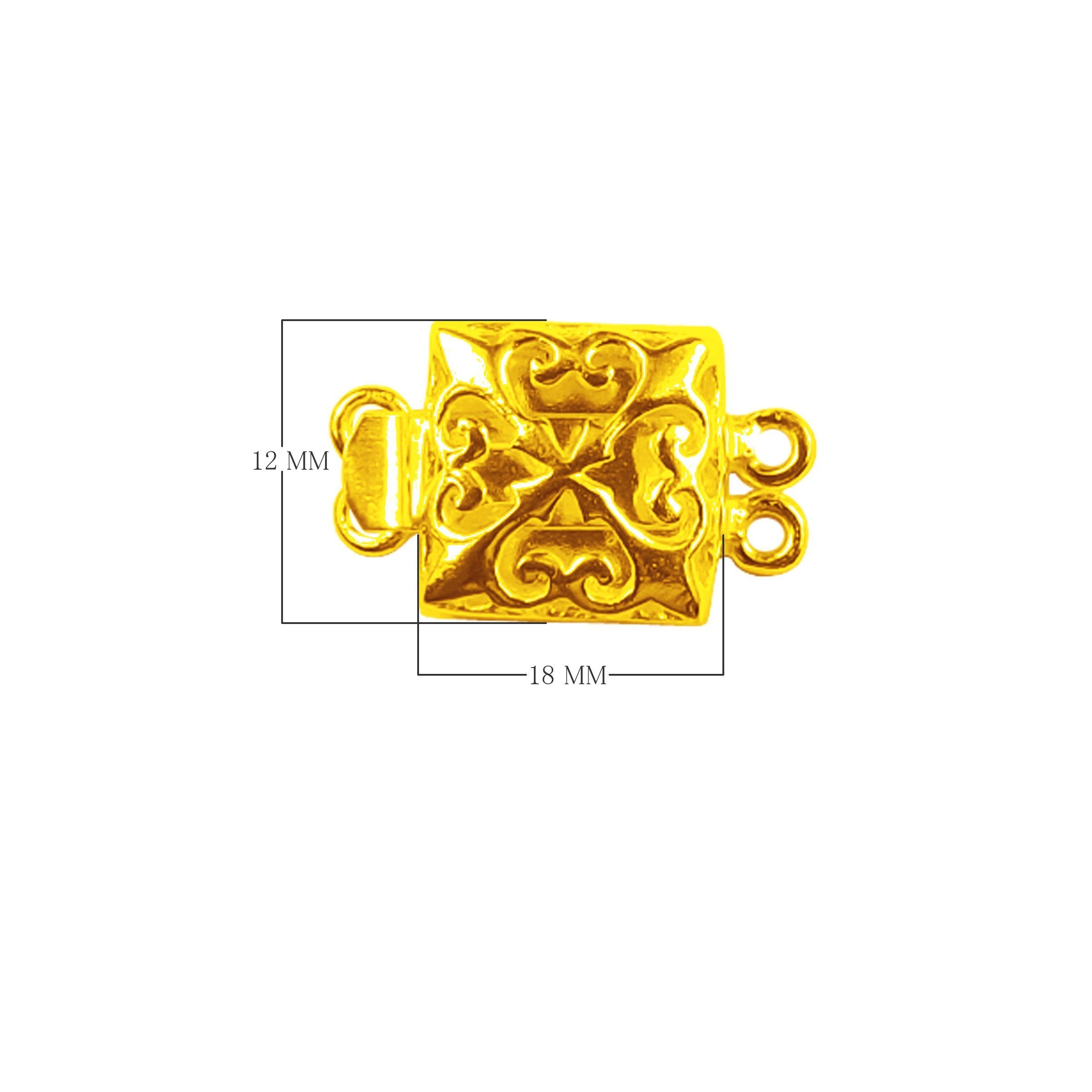 Multi strand clasp with 2 hole made with 18K Gold Overlay Over Copper, handcrafted in India for wholesale jewelry production.
