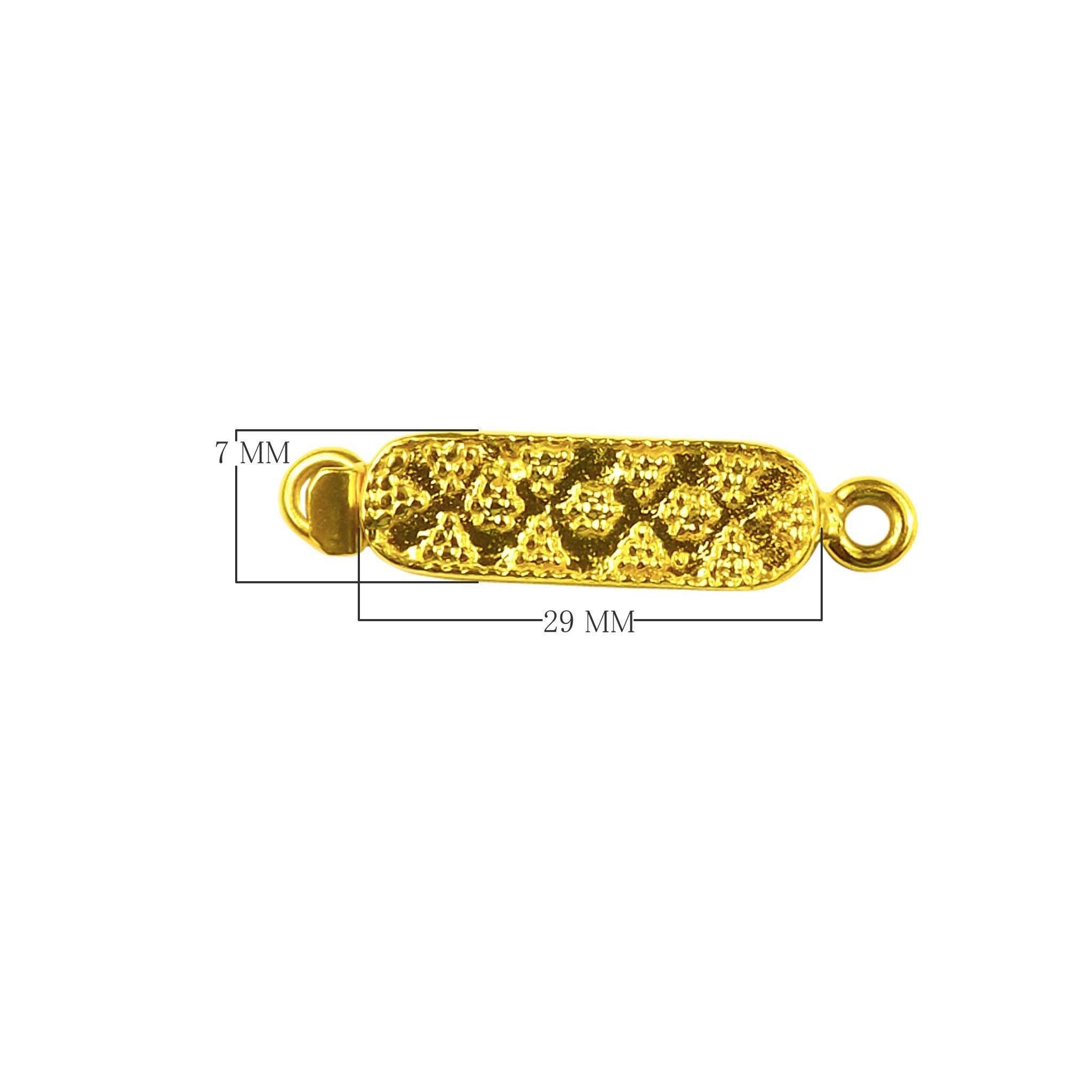 Textured oval box clasp made with 18K Gold Overlay Over Copper, handcrafted in India for wholesale jewelry production.