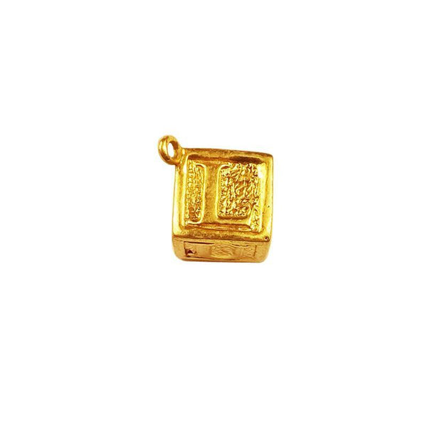 CG-421 18K Gold Overlay Cube Charm With Heart & love Word Beads Bali Designs Inc 