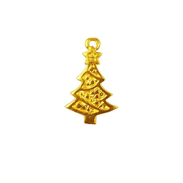 CG-424 18K Gold Overlay Christmas tree Charm Beads Bali Designs Inc 