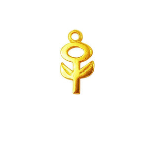 18K Gold Overlay Over Copper symbolic floral pendant with openwork design handcrafted in India