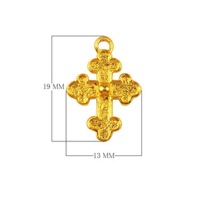 18K Gold Overlay Over Copper textured cross pendant with detailed finish handcrafted in India