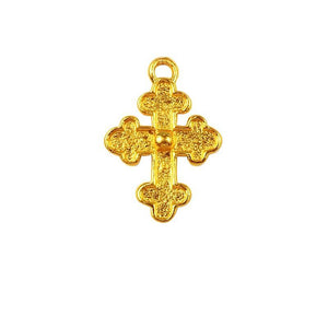 18K Gold Overlay Over Copper textured cross pendant with detailed finish handcrafted in India