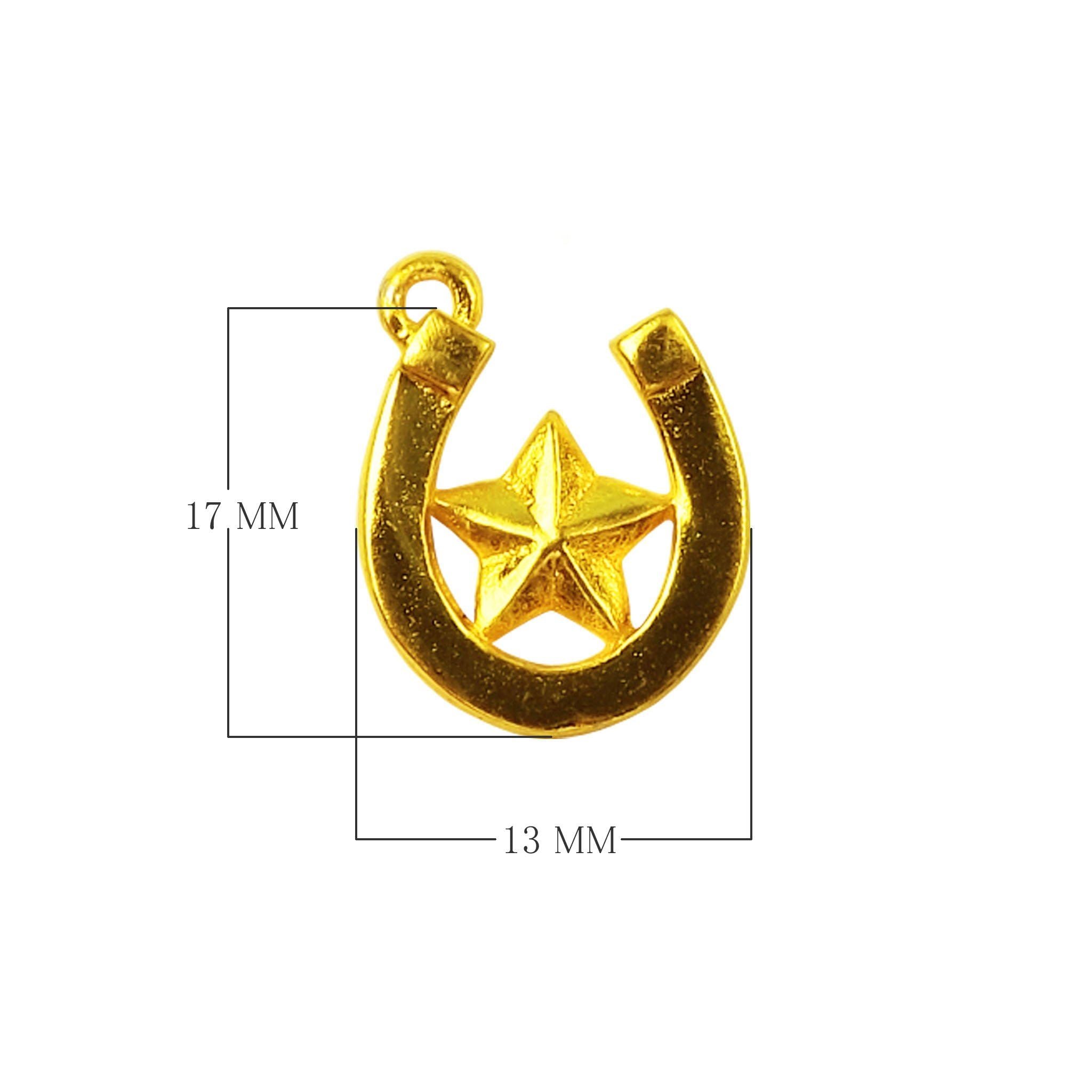 18K gold overlay horseshoe star charm handcrafted in India for wholesale jewelry making