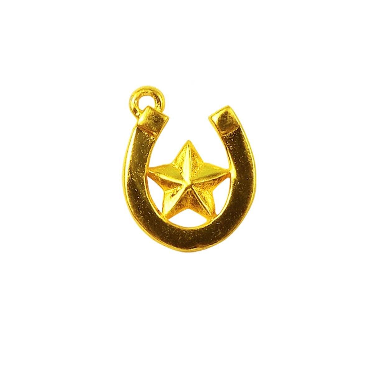 18K gold overlay horseshoe star charm handcrafted in India for wholesale jewelry making
