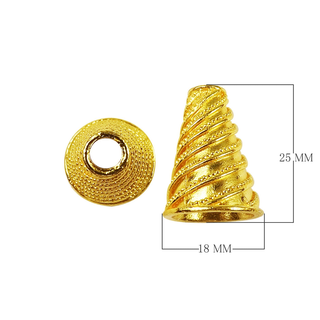 CG-437 18K Gold Overlay Twisting Granulation Motif look Cone Beads Bali Designs Inc 