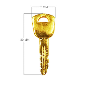 Key shape pendant charm made with 18K Gold Overlay Over Copper, handcrafted in India for wholesale jewelry making.