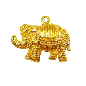 Elephant shape pendant charm made with 18K Gold Overlay Over Copper, handcrafted in India for wholesale jewelry making.