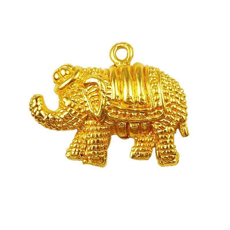 Elephant shape pendant charm made with 18K Gold Overlay Over Copper, handcrafted in India for wholesale jewelry making.