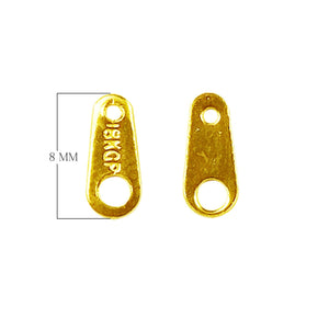 Small dual-hole link connector made with 18K Gold Overlay Over Copper, handcrafted in India for wholesale jewelry making.