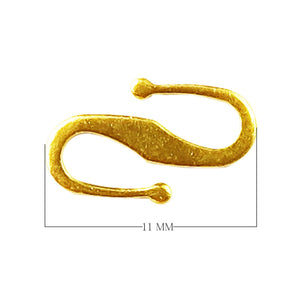Curved hook clasp connector made with 18K Gold Overlay Over Copper, handcrafted in India for wholesale jewelry making.