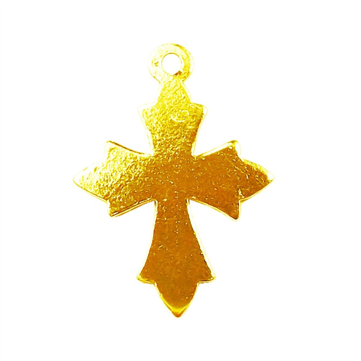 Cross shape pendant charm made with 18K Gold Overlay Over Copper, handcrafted in India for wholesale jewelry making.