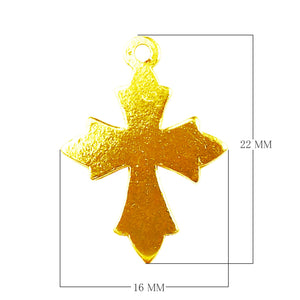 Cross shape pendant charm made with 18K Gold Overlay Over Copper, handcrafted in India for wholesale jewelry making.