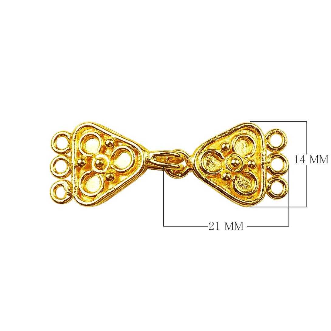 CG-447 18K Gold Overlay Multi Strand Clasp With 3 Hole Beads Bali Designs Inc 