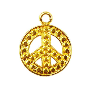 Peace symbol charm pendant made with 18K Gold Overlay Over Copper, handcrafted in India for wholesale jewelry making.