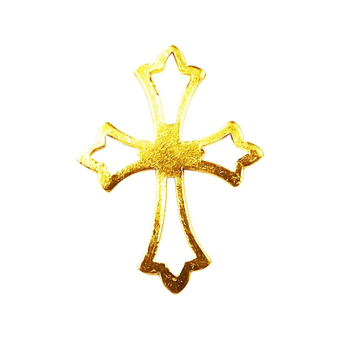 Cross design pendant bail made with 18K Gold Overlay Over Copper, handcrafted in India for wholesale jewelry making.