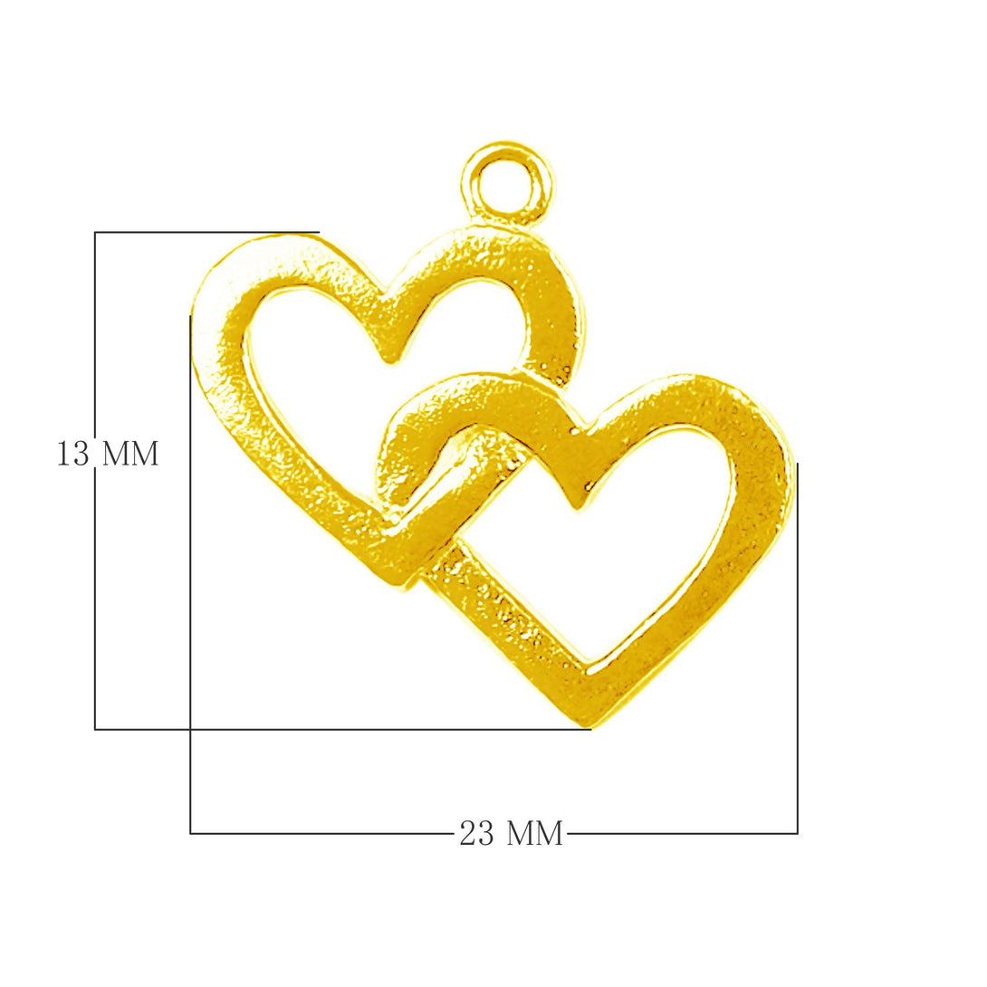 CG-454 18K Gold Overlay Two Heart Charm Beads Bali Designs Inc 