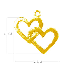 18K Gold Overlay Over Copper double heart pendant handcrafted in India with textured gold finish for wholesale jewelry buyers