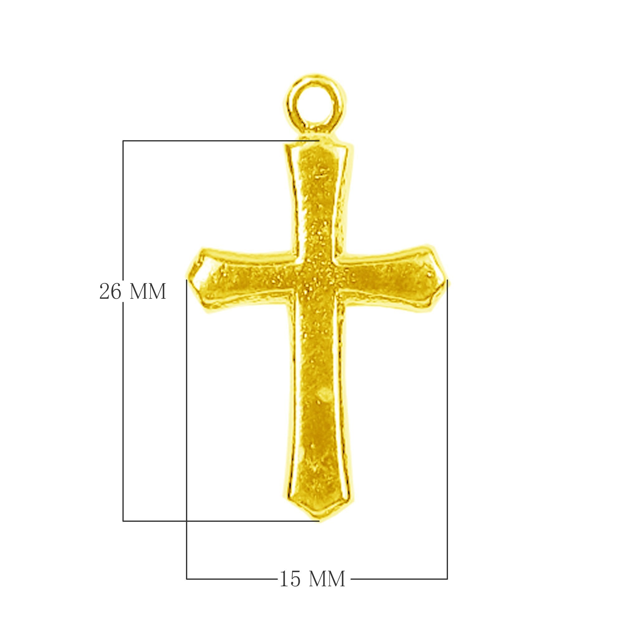 18K Gold Overlay Over Copper cross pendant handcrafted in India with textured gold finish for wholesale jewelry buyers