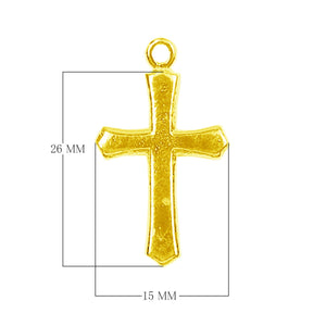 18K Gold Overlay Over Copper cross pendant handcrafted in India with textured gold finish for wholesale jewelry buyers