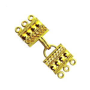 18K Gold Overlay Over Copper multi strand box clasp handcrafted in India with textured gold finish for wholesale jewelry manufacturing