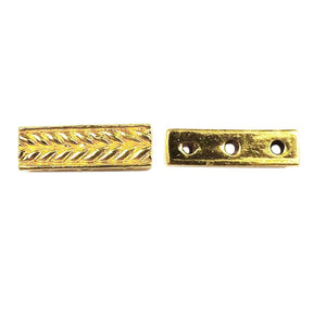 CG-464 18K Gold Overlay Multi Strand Grain Design Spacer Bar With 3 Hole Beads Bali Designs Inc 