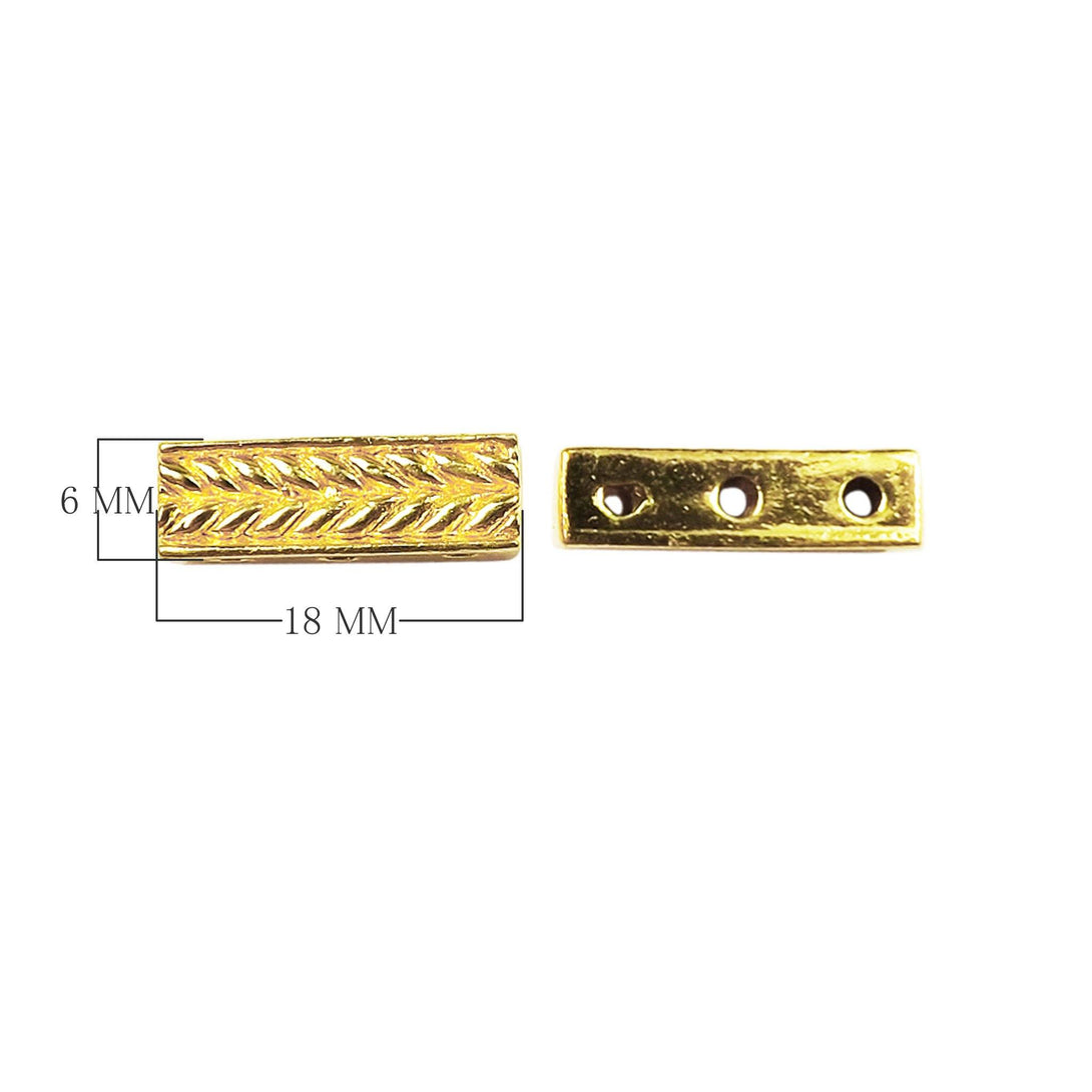 CG-464 18K Gold Overlay Multi Strand Grain Design Spacer Bar With 3 Hole Beads Bali Designs Inc 