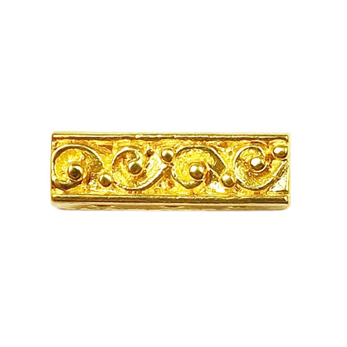 CG-465 18K Gold Overlay Multi Strand Scroll Work Spacer Bar With 3 Hole Beads Bali Designs Inc 