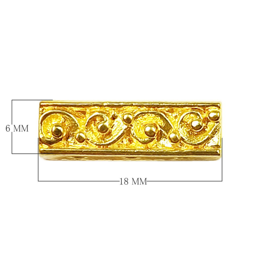 CG-465 18K Gold Overlay Multi Strand Scroll Work Spacer Bar With 3 Hole Beads Bali Designs Inc 