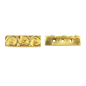 CG-466 18K Gold Overlay Multi Strand With Scroll Pattern Spacer Bar With 3 Hole Beads Bali Designs Inc 