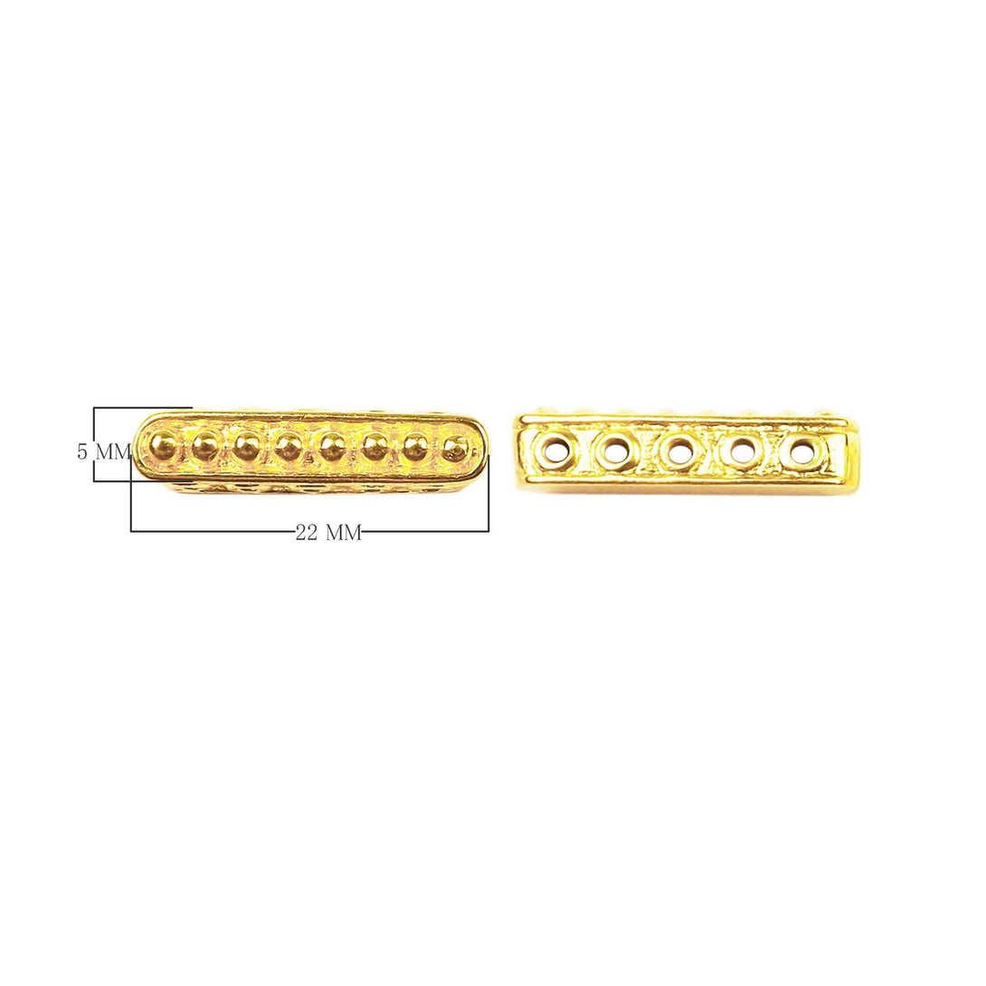 CG-467 18K Gold Overlay Dots Design Space Bar With 5 Holes Beads Bali Designs Inc 