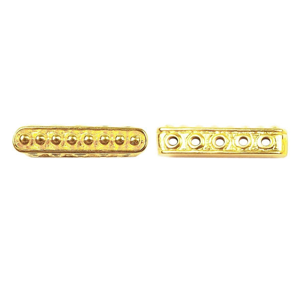 CG-467 18K Gold Overlay Dots Design Space Bar With 5 Holes Beads Bali Designs Inc 