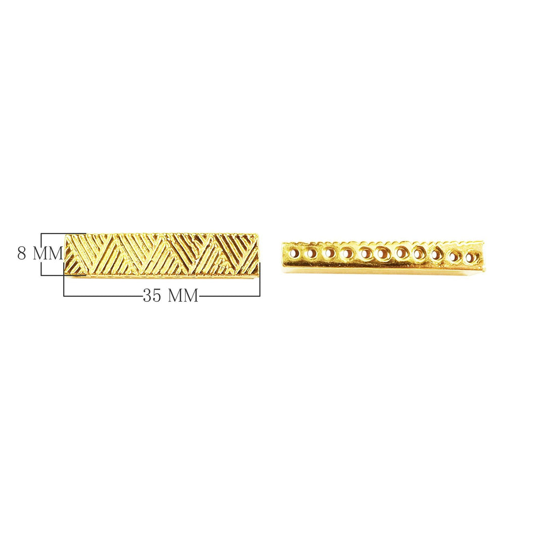 CG-469 18K Gold Overlay Multi Strand Geomatrical Design Spacer Bar With 11 Holes Beads Bali Designs Inc 