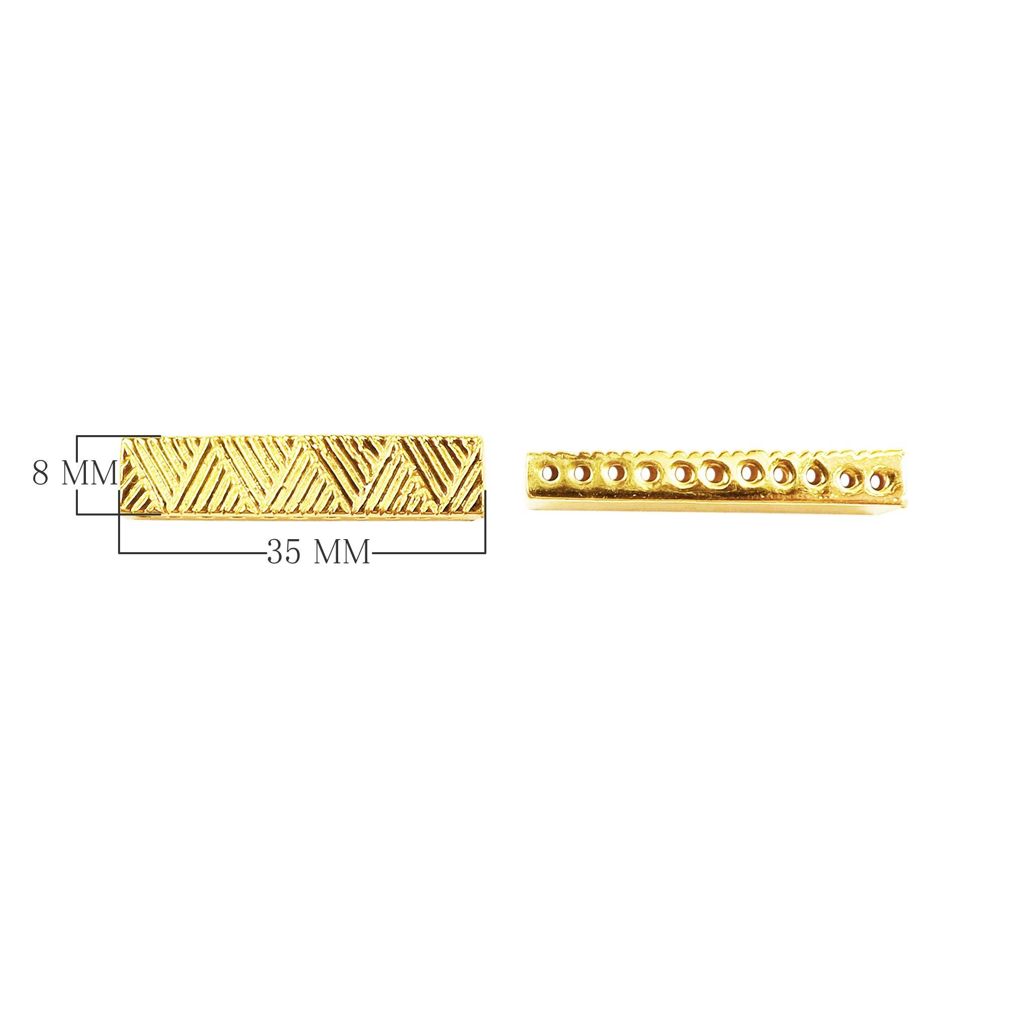 CG-469 18K Gold Overlay Multi Strand Geomatrical Design Spacer Bar With 11 Holes Beads Bali Designs Inc 