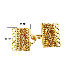 18K Gold Overlay Over Copper multi strand hook with 5 holes decorative box clasp, handcrafted jewelry component made in India