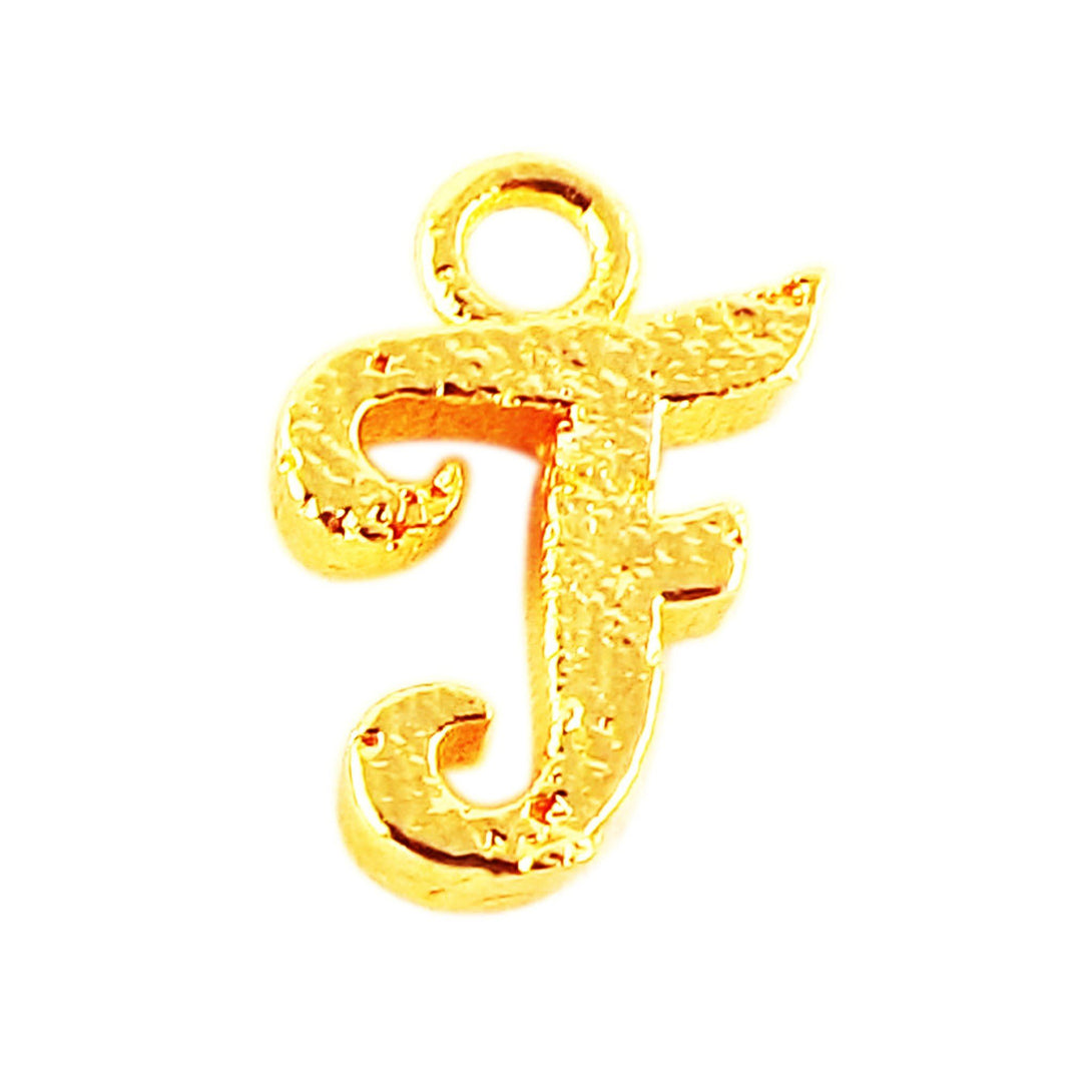 CG-478 18K Gold Overlay Alphabet 'F' Charm Beads Bali Designs Inc 