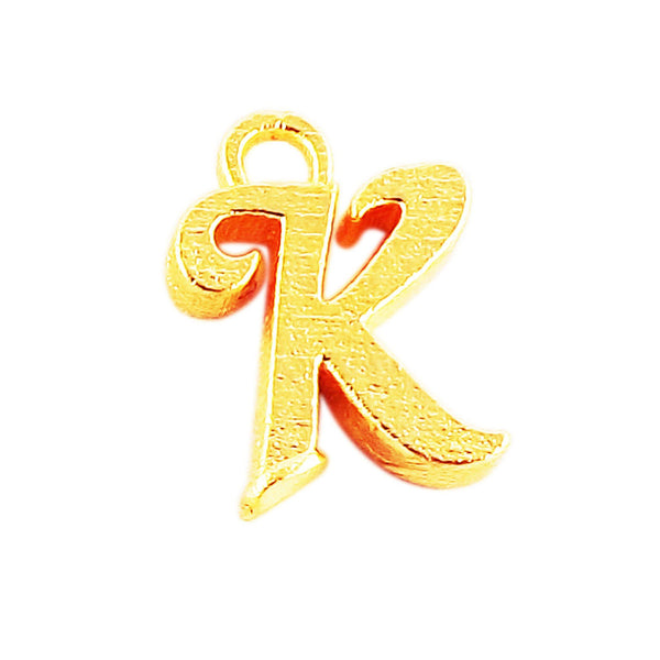 CG-483 18K Gold Overlay Alphabet 'K' Charm Beads Bali Designs Inc 