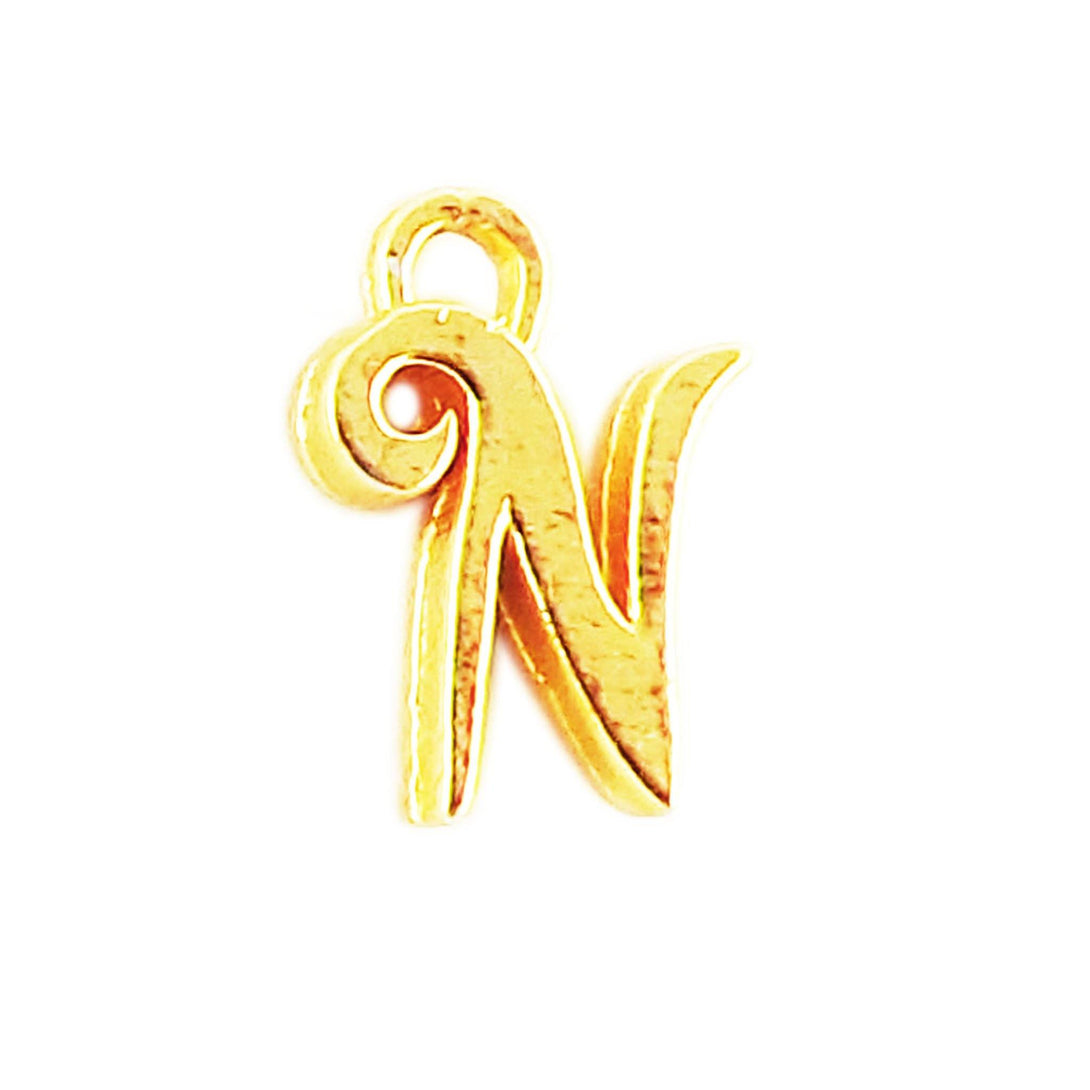 CG-486 18K Gold Overlay Alphabet 'N' Charm Beads Bali Designs Inc 